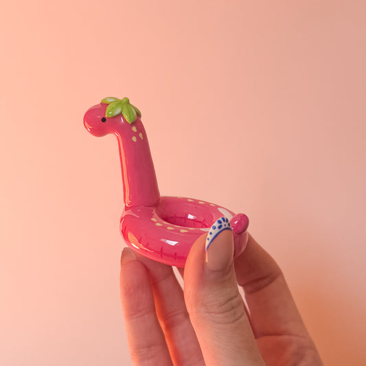 Strawberry Dino Pool Floatie Ring Holder