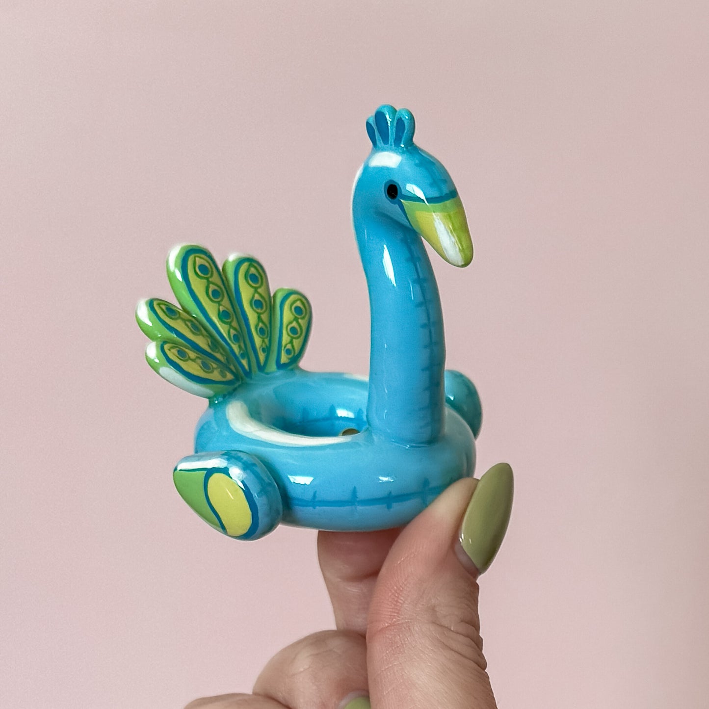 Peacock Pool Floatie Ring Holder