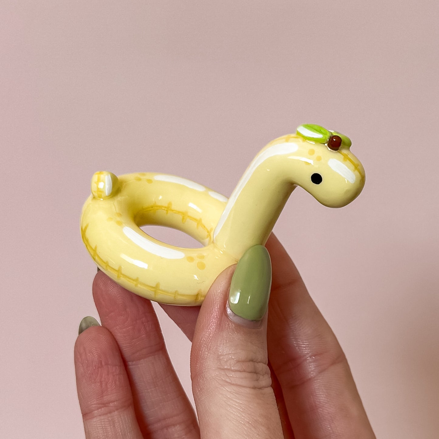 Lemon Dino Pool Floatie Ring Holder