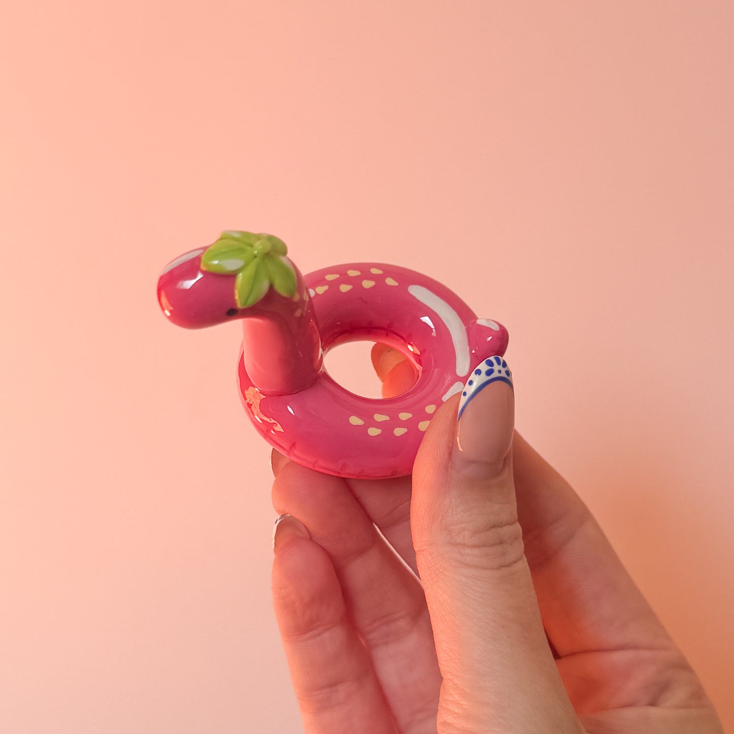 Strawberry Dino Pool Floatie Ring Holder
