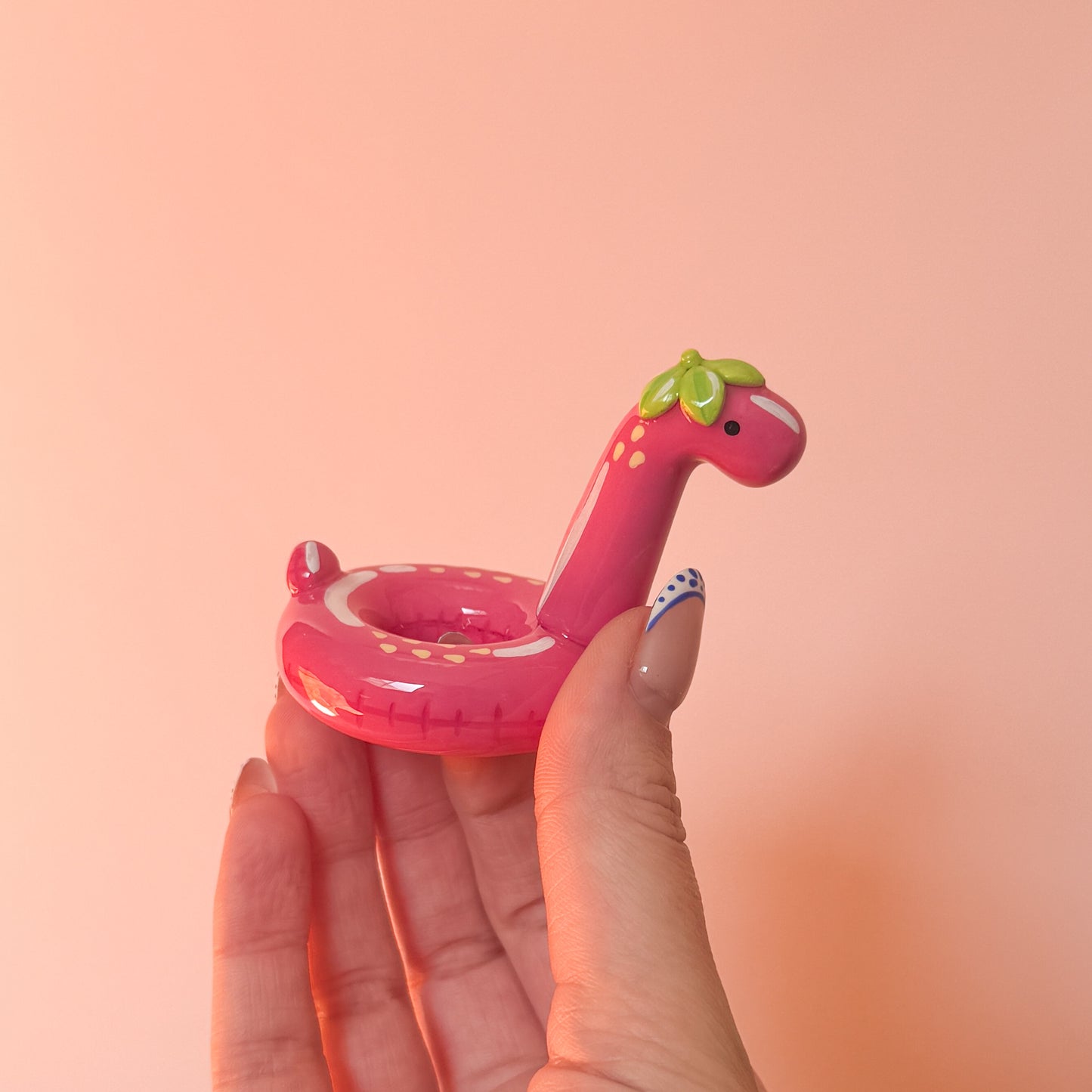 Strawberry Dino Pool Floatie Ring Holder