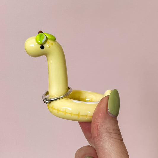 Lemon Dino Pool Floatie Ring Holder