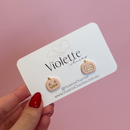 Pink Pumpkin Studs