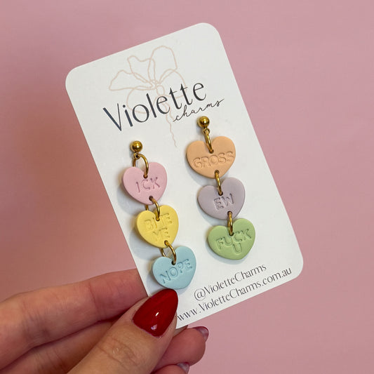 Anti-Valentines Candy Heart Dangles