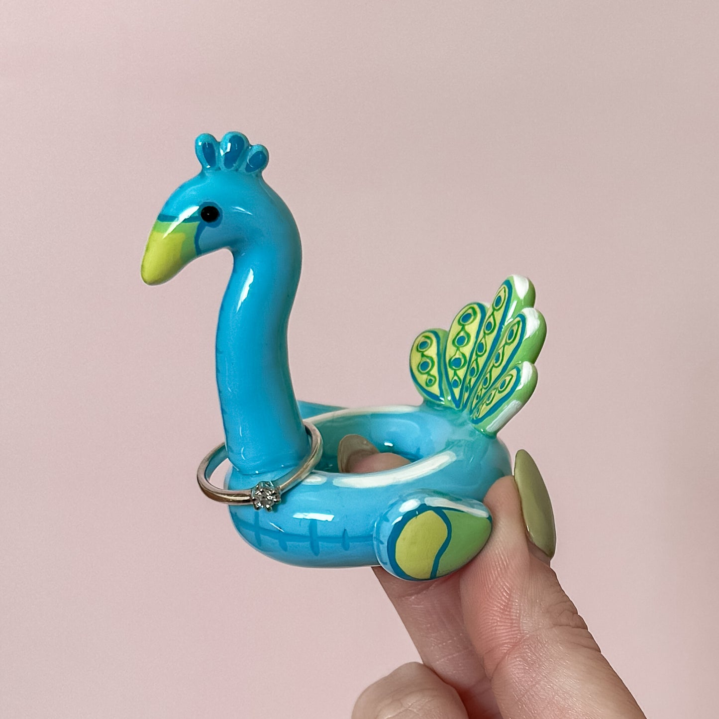 Peacock Pool Floatie Ring Holder