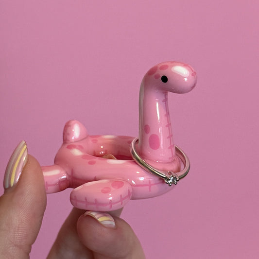 Pink Nessie Pool Floatie Ring Holder