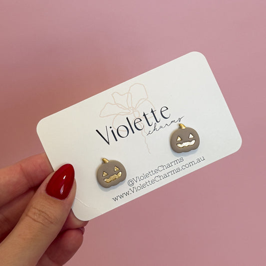 Grey Pumpkin Studs