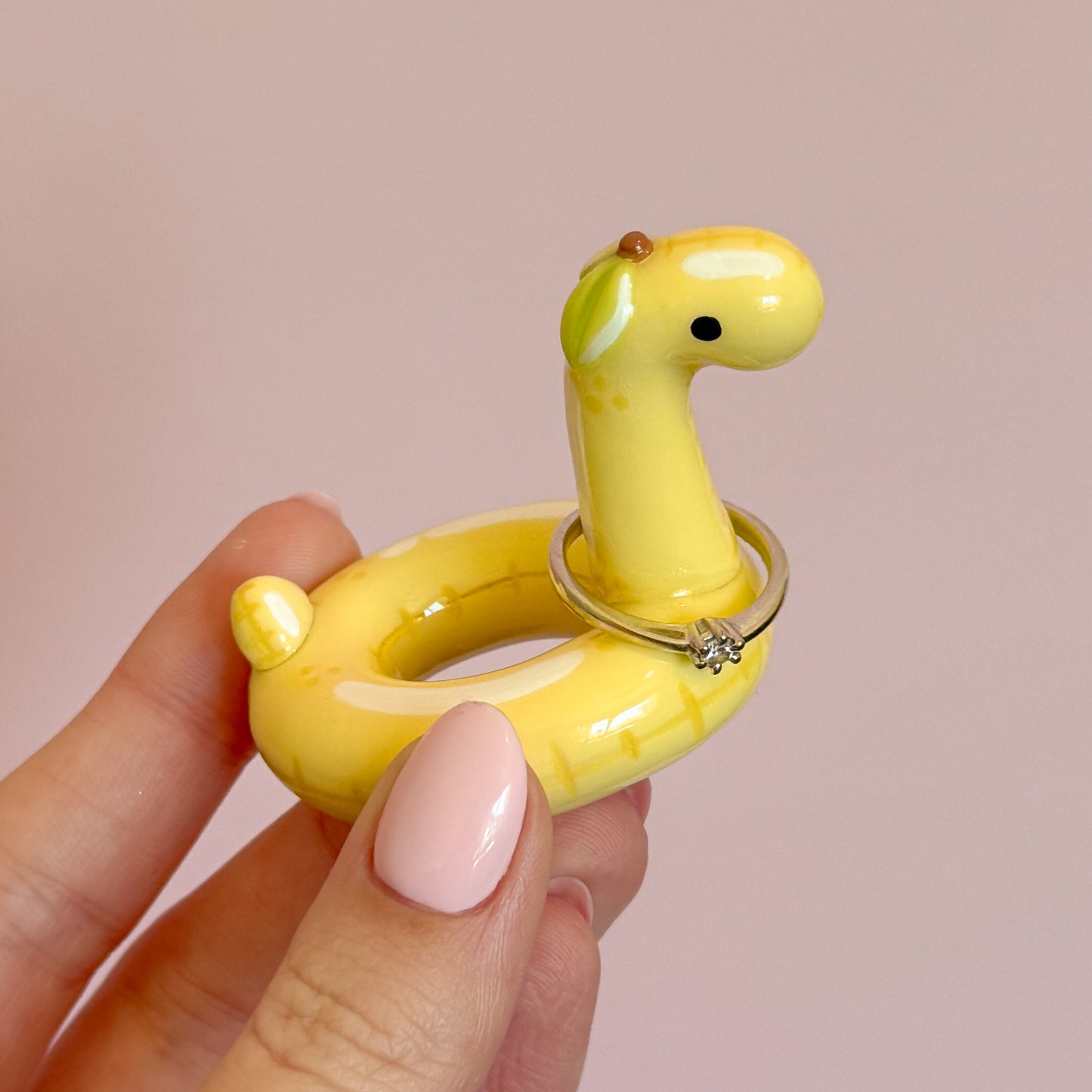 Lemon Dino Pool Floatie Ring Holder