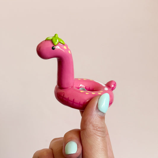 Strawberry Dino Pool Floatie Ring Holder