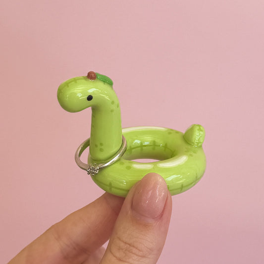 Green Apple Dino Pool Floatie Ring Holder - PREORDER