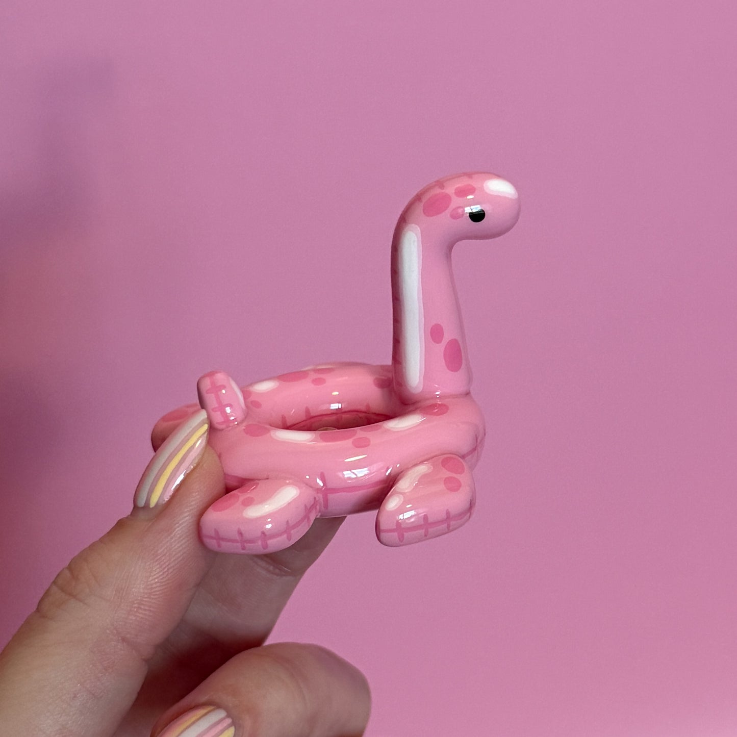 Pink Nessie Pool Floatie Ring Holder