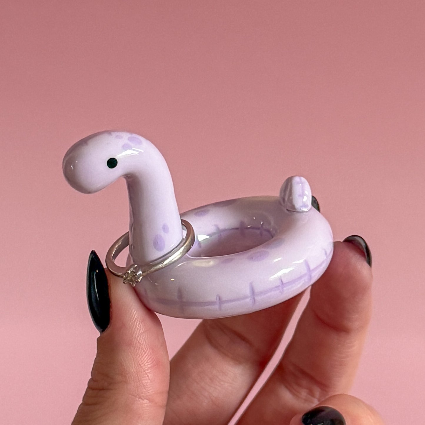 Pastel Purple Dino Pool Floatie Ring Holder