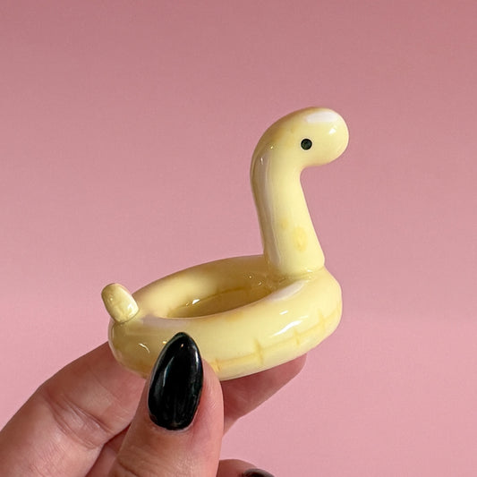 Pastel Yellow Dino Pool Floatie Ring Holder