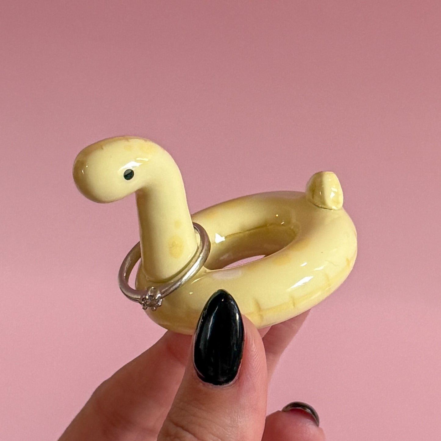 Pastel Yellow Dino Pool Floatie Ring Holder