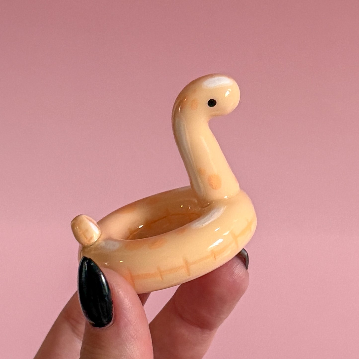 Pastel Orange Dino Pool Floatie Ring Holder
