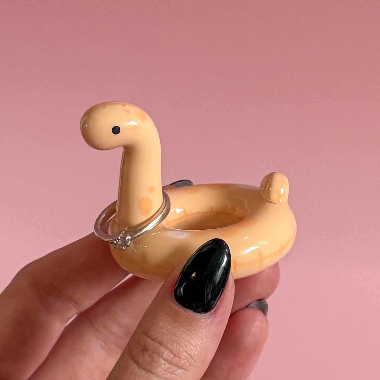 Pastel Orange Dino Pool Floatie Ring Holder