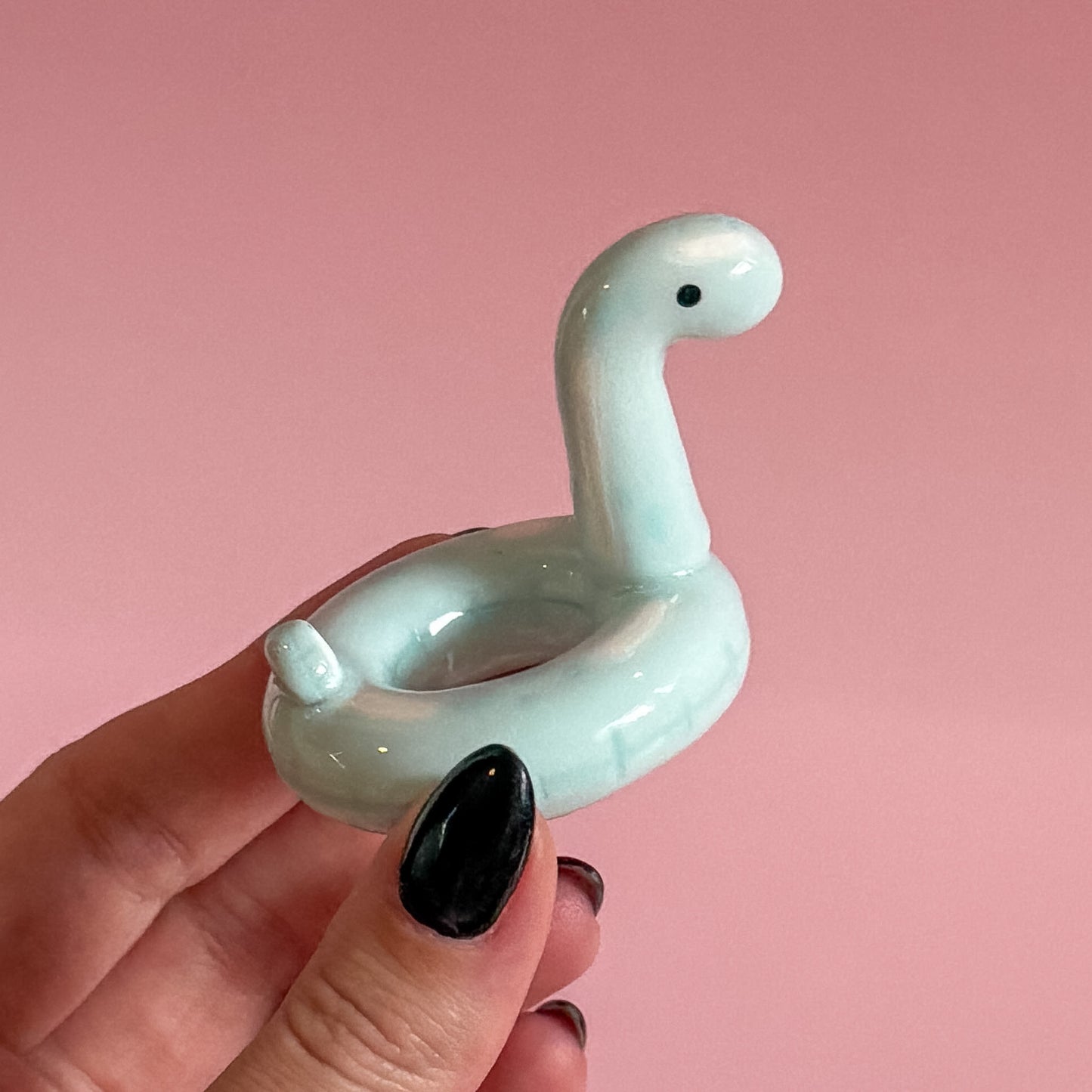 Pastel Blue Dino Pool Floatie Ring Holder
