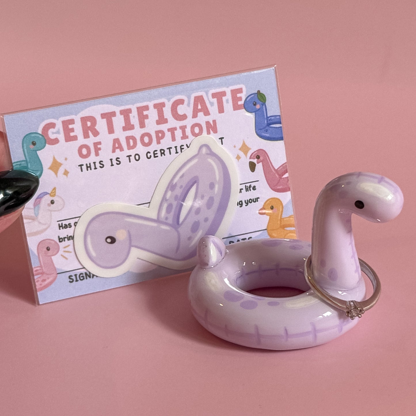 Pastel Purple Dino Pool Floatie Ring Holder