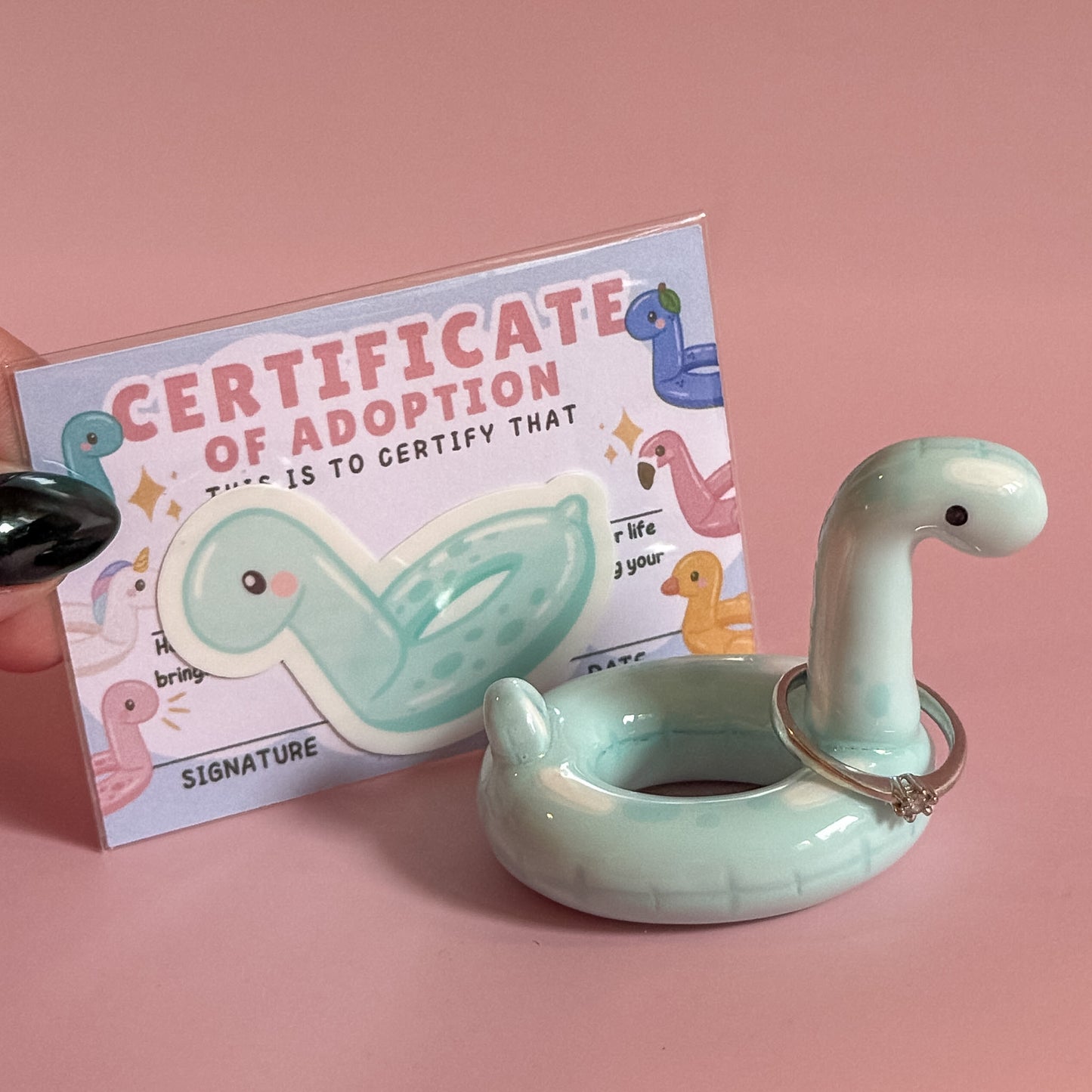Pastel Blue Dino Pool Floatie Ring Holder
